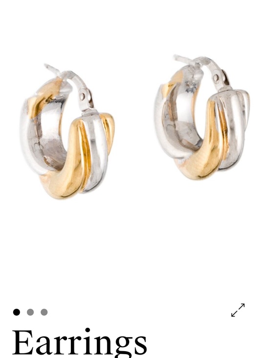 The RealReal Jewelry - Genuine 14K Gold Two-Tone Twisted Huggie Hoop Earrings. NWOT